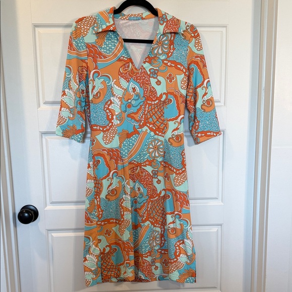 J Mclaughlin Dresses & Skirts - j mclaughlin orange blue psychedelic paisley chinoiserie in Catalina knit XS